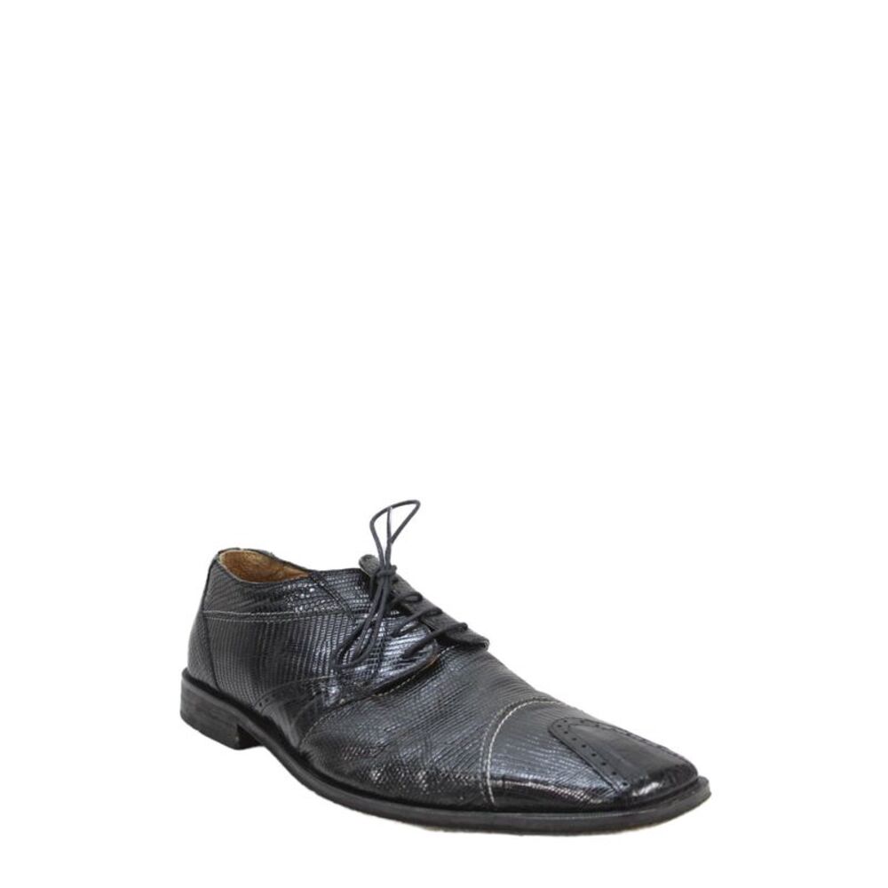 David Eden Mens Embossed Leather Square Toe Oxford Shoes Black Size 15